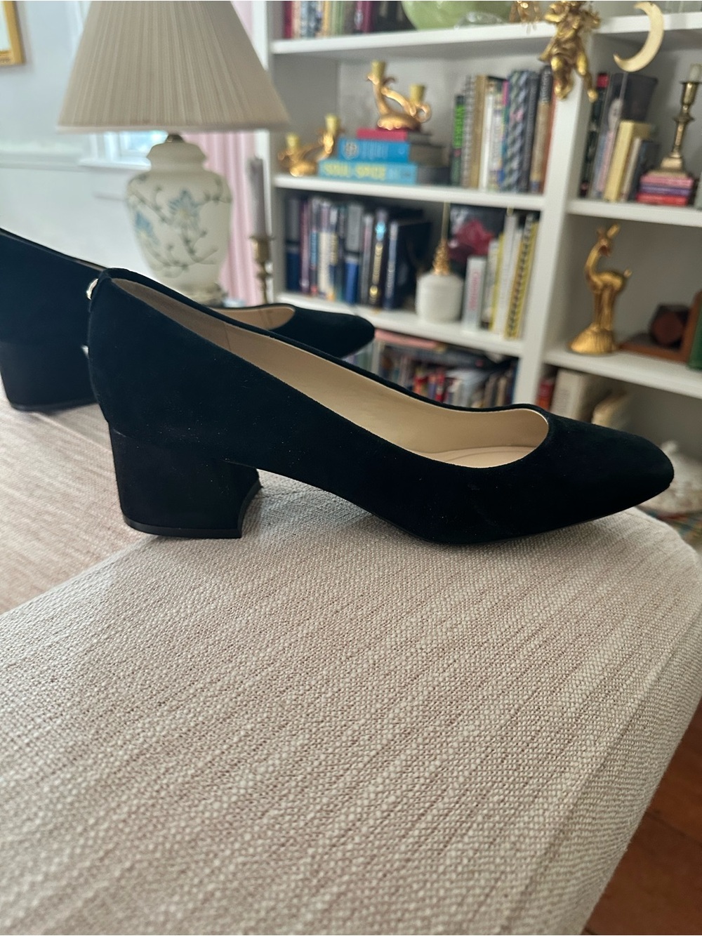 Nine West Black Suede Low Block Heel Pumps